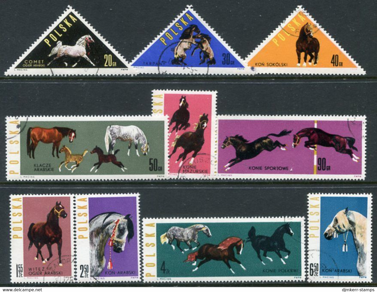 POLAND 1963 Horses Used.  Michel 1447-56 - Usati