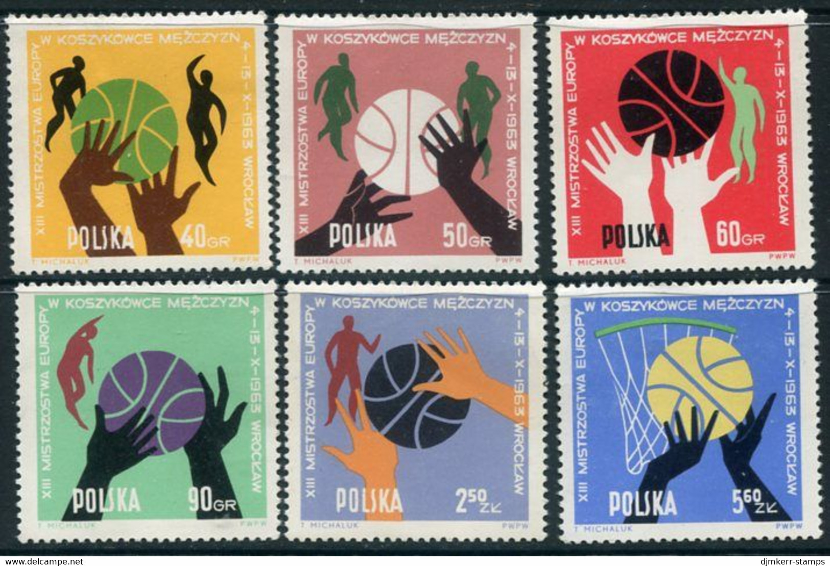 POLAND 1963 European Basketball Championship MNH / **.   Michel 1418-23 - Unused Stamps