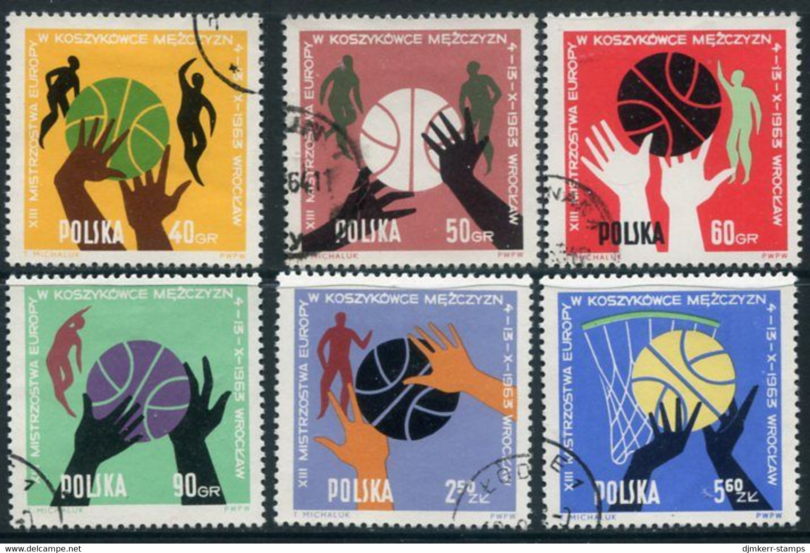 POLAND 1963 European Basketball Championship Used.   Michel 1418-23 - Used Stamps