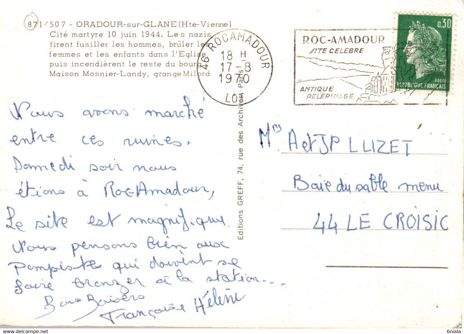 6985 ORADOUR SUR GLANE  Maison Mosnier Landy, Grange Milord (scan Recto-verso) 87 Haute Vienne - Oradour Sur Glane