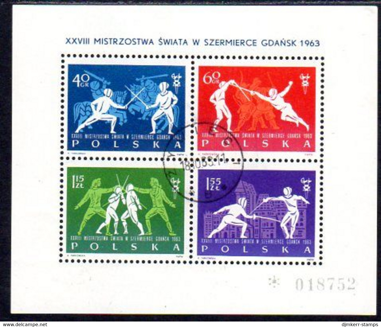 POLAND 1963 Fencing World Championship Block  Used.   Michel Block 29 - Used Stamps