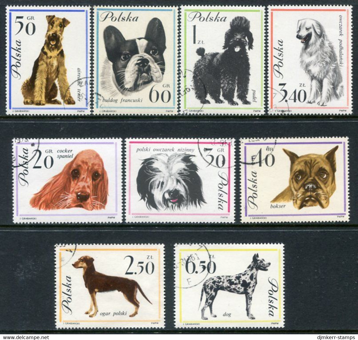 POLAND 1963  Dogs Used.   Michel 1374-82 - Oblitérés