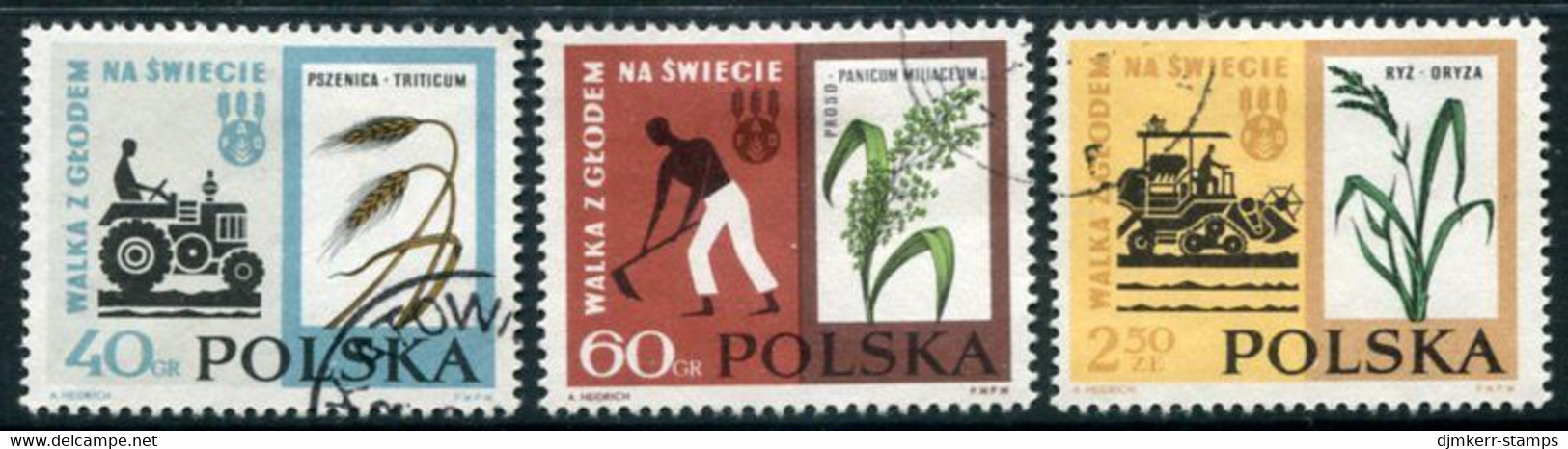 POLAND 1963  Freedom From Hunger Used.   Michel 1371-73 - Used Stamps