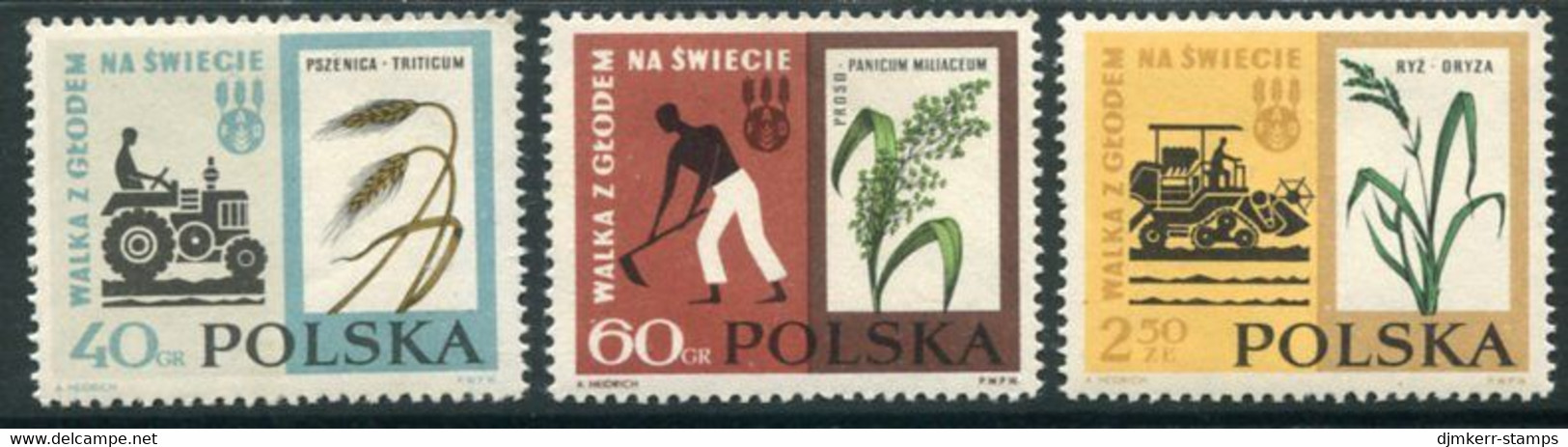 POLAND 1963  Freedom From Hunger MNH / **.   Michel 1371-73 - Nuovi