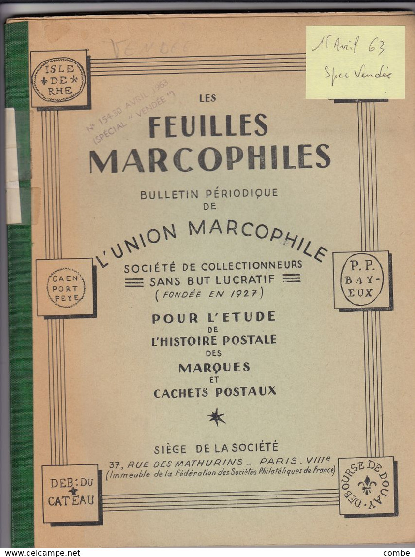 LES FEUILLES MARCOPHILES. 15 AVRIL 63. N° 154. SPECIAL VENDEE - Philatelie Und Postgeschichte