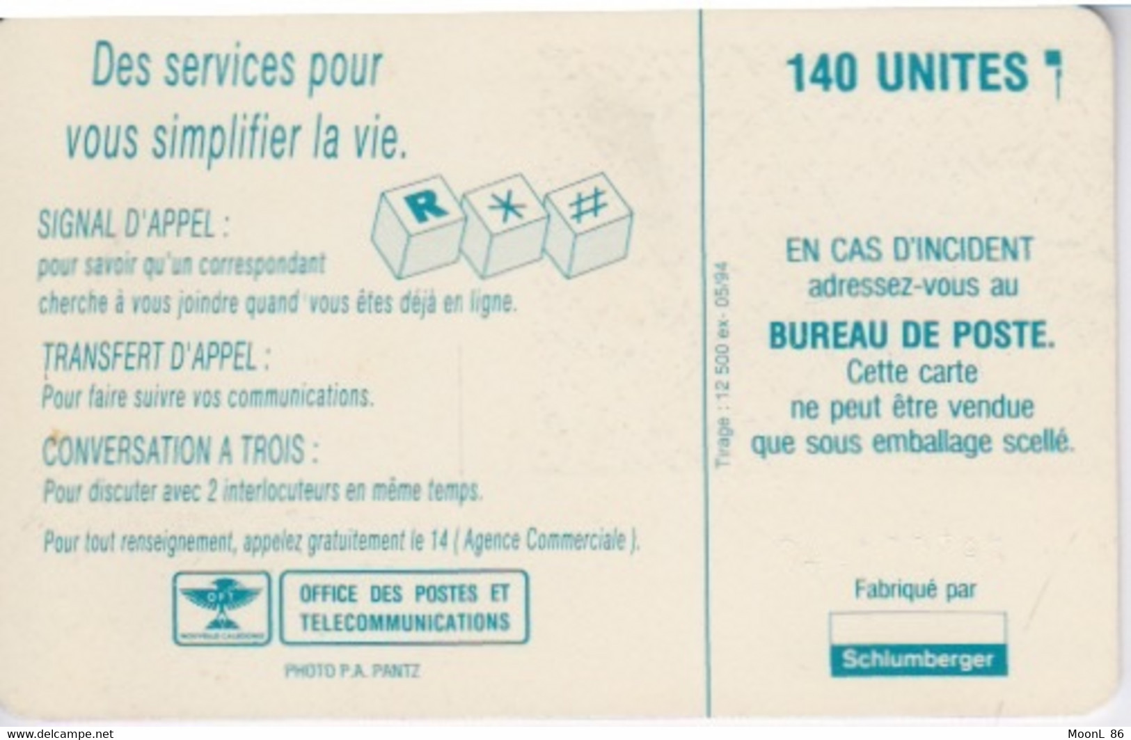 TELECARTE 140 UNITES - NOUVELLE CALEDONIE - - New Caledonia