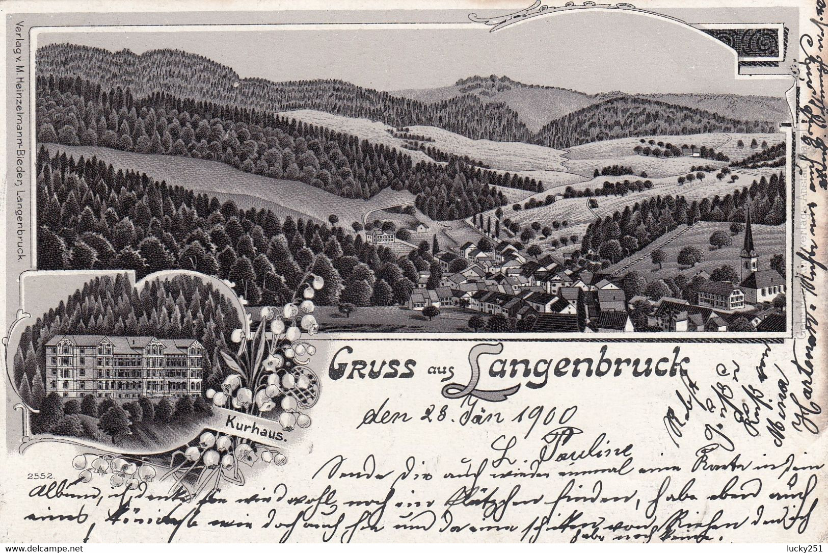 Suisse - Hôtel - Langenbruck - Hôtel Kurhaus - Circulée 24/01/1900 - Litho - Langenbruck