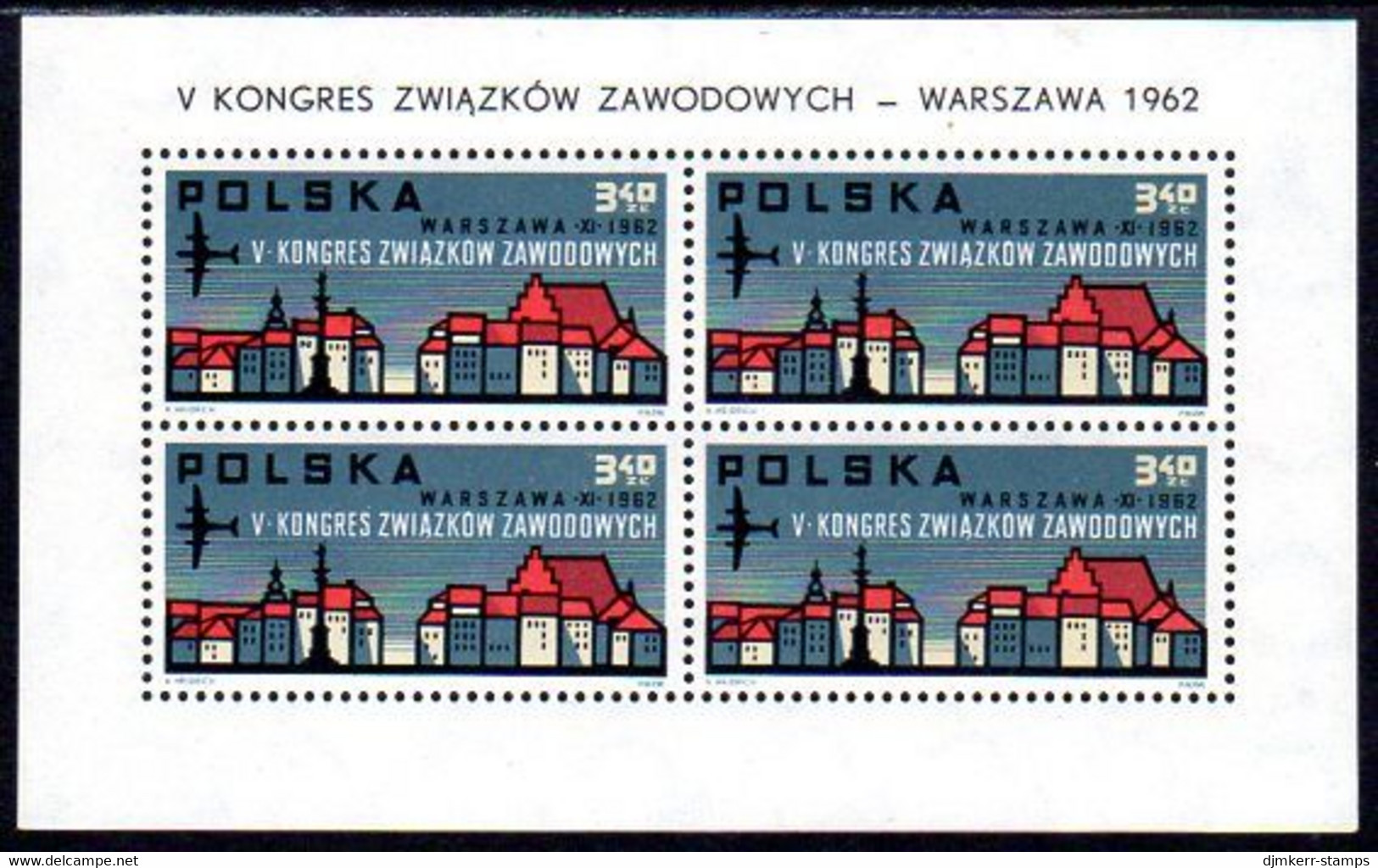 POLAND 1962 Trades Union Congress Sheetlet MNH / **  Michel  1363 KB - Blocks & Kleinbögen