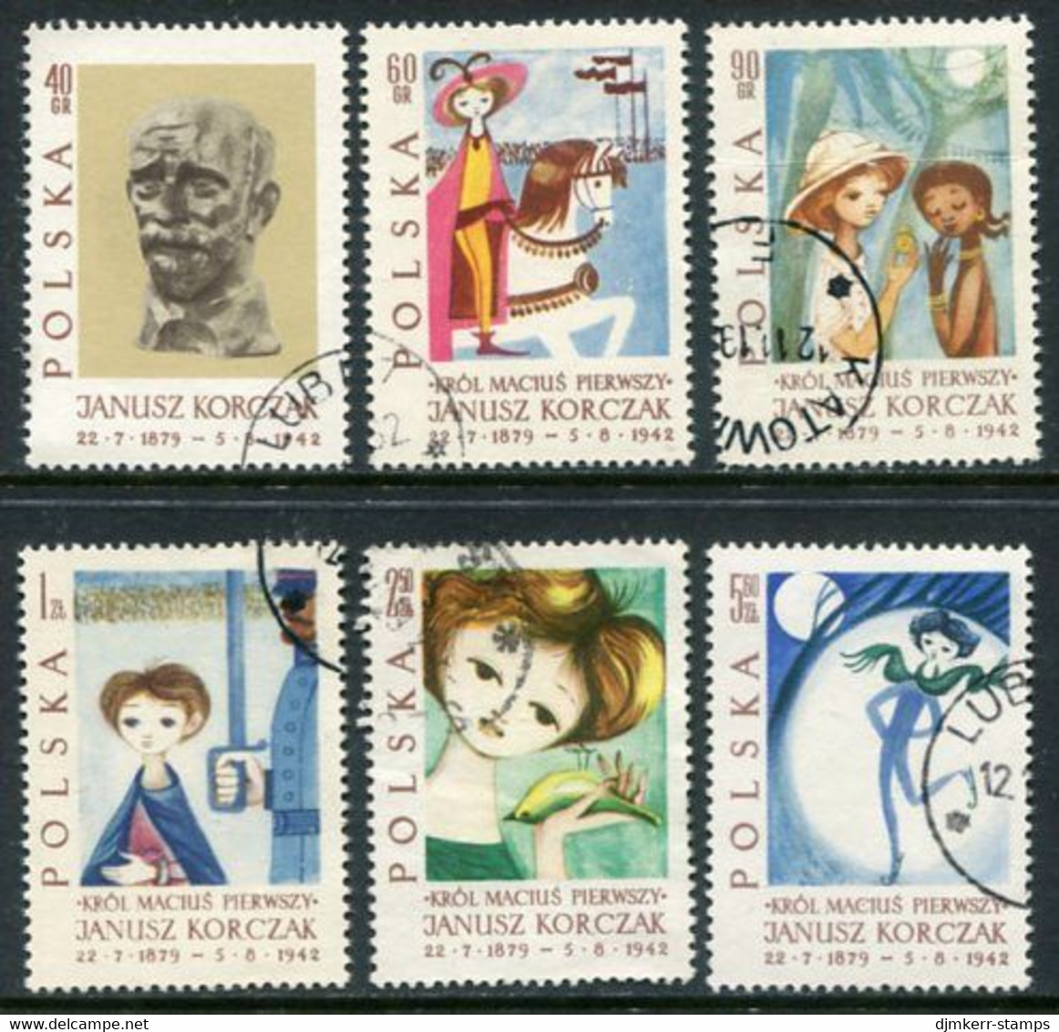 POLAND 1962 Korczak Anniversary Used  Michel  1357-62 - Used Stamps