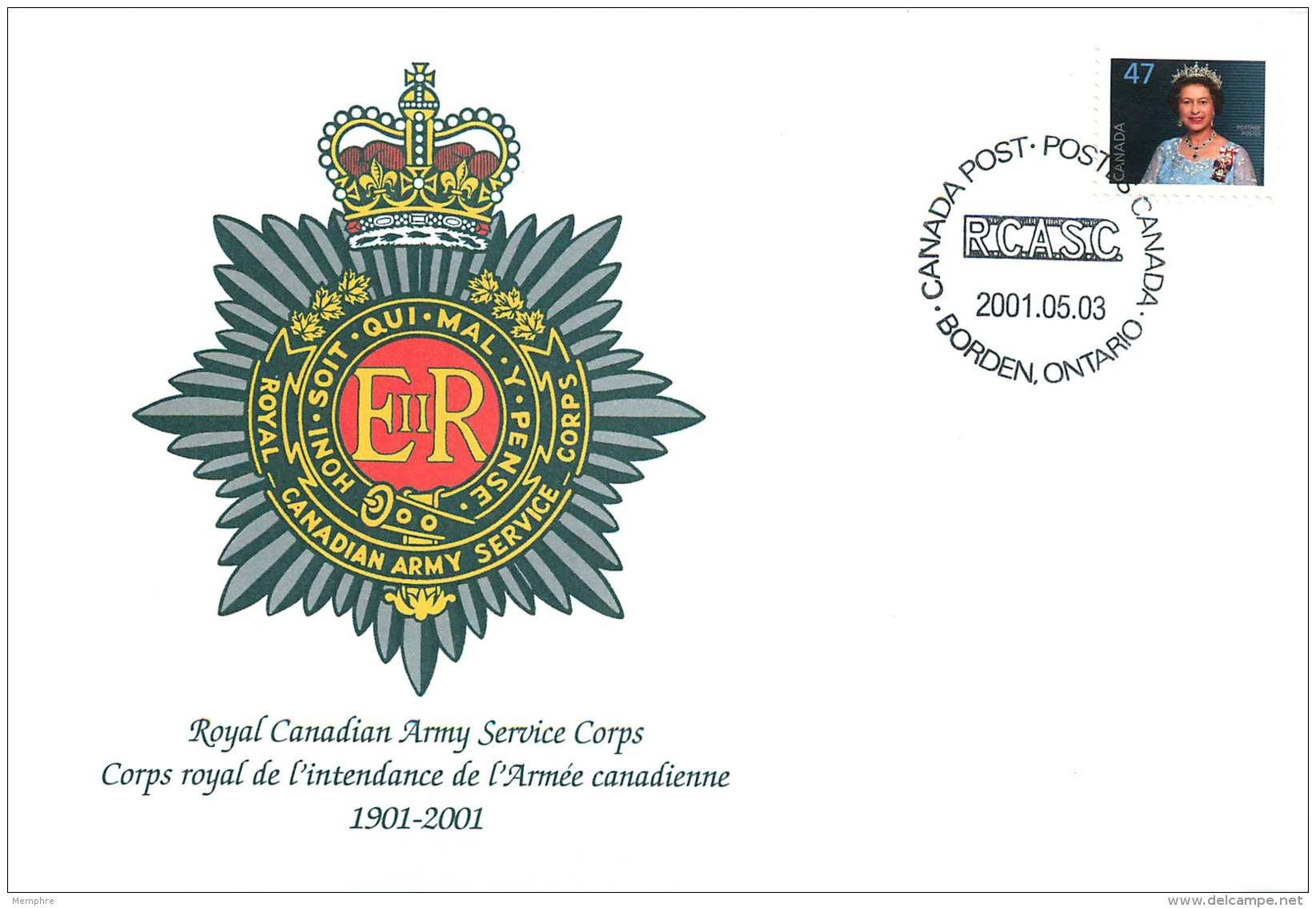 2001- Royal Canadian Army Service Corps Centenary S45 - Enveloppes Commémoratives