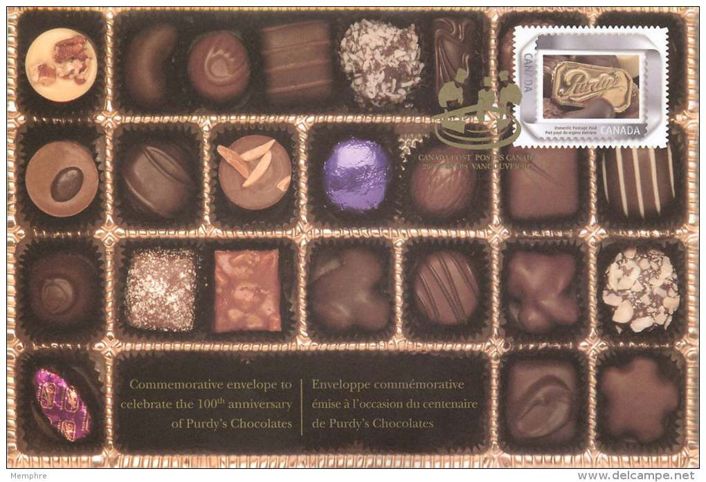 2007 Purdy's Chocolates Centennial Special Commemorative Envelope  S72 - Sobres Conmemorativos