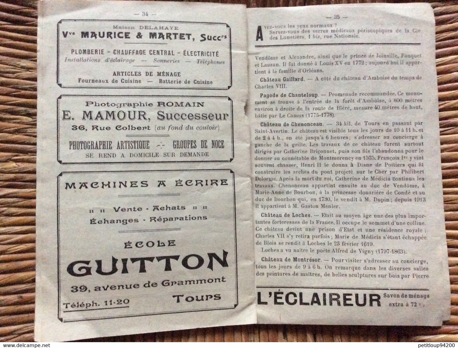 TOURS-GUIDE  Ville de Tours  ANNÉE 1919