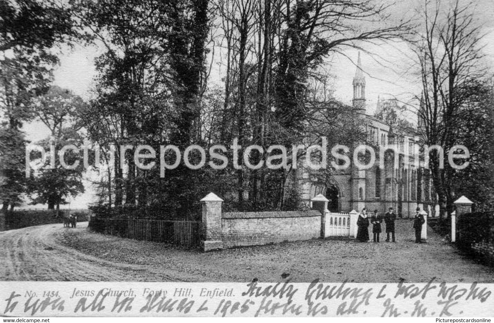 ENFIELD FORTY HILL JESUS CHURCH OLD B/W POSTCARD LONDON - Middlesex