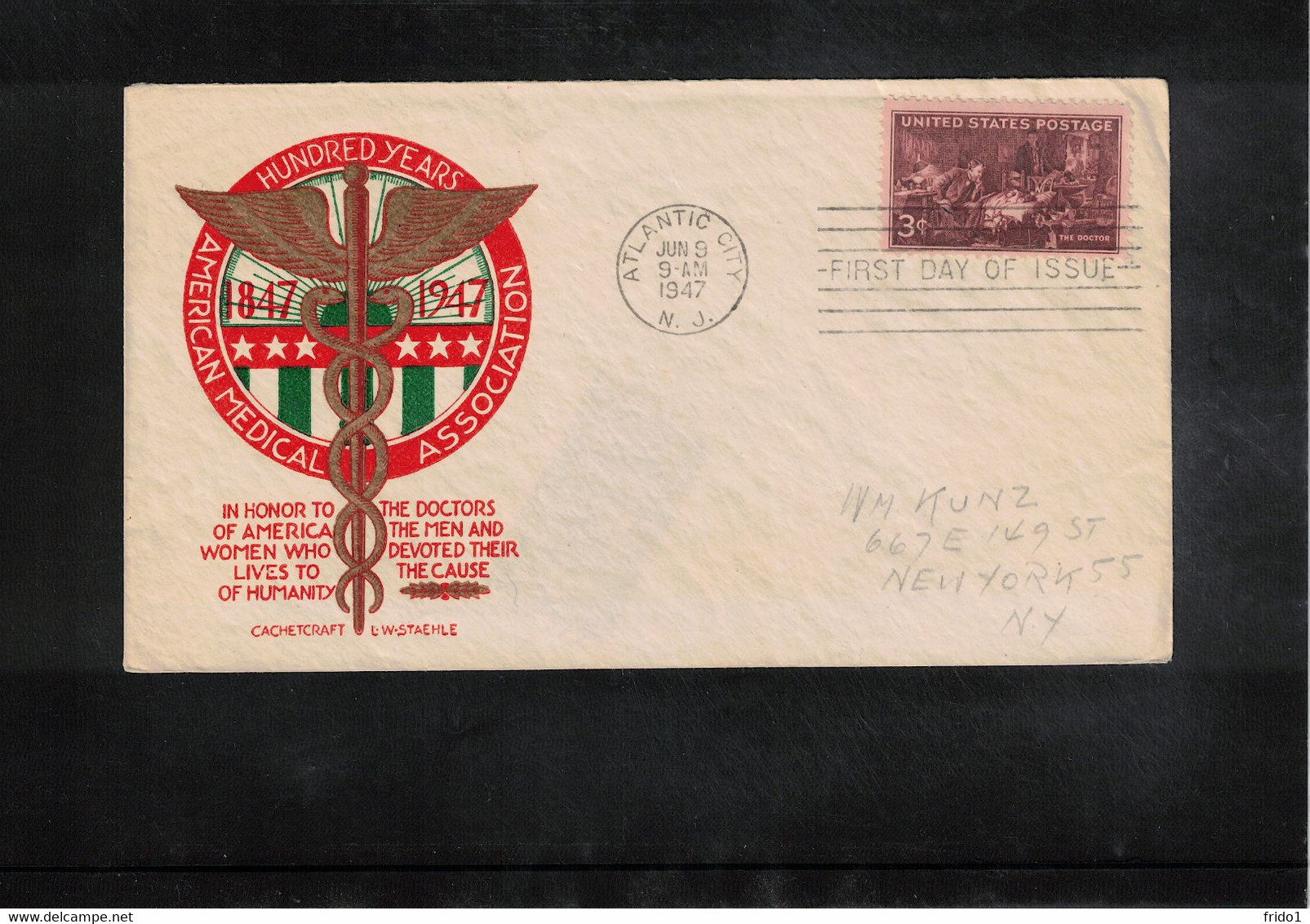 USA 1947 100th Anniversary Of American Medical Association Interesting  Staehle Cover - Covers & Documents