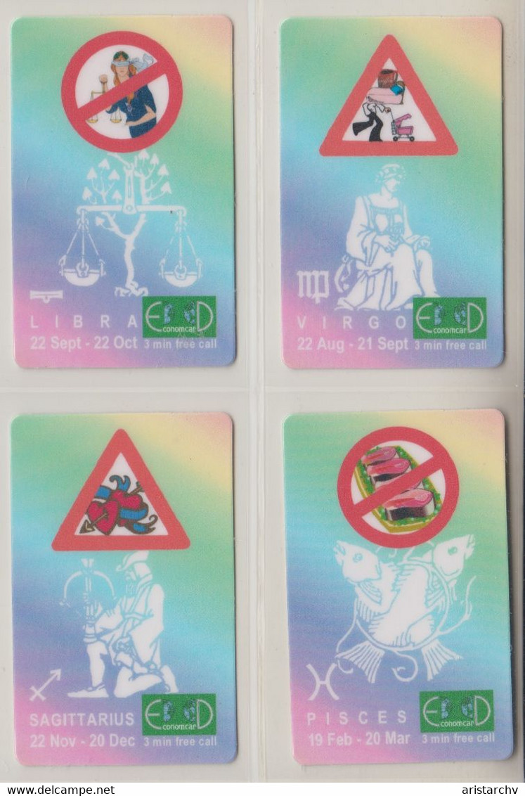 ISRAEL ZODIAC HOROSCOPE LUNAR CALENDAR TRAFIC RULES SET 12 PHONE CARDS - Zodiac