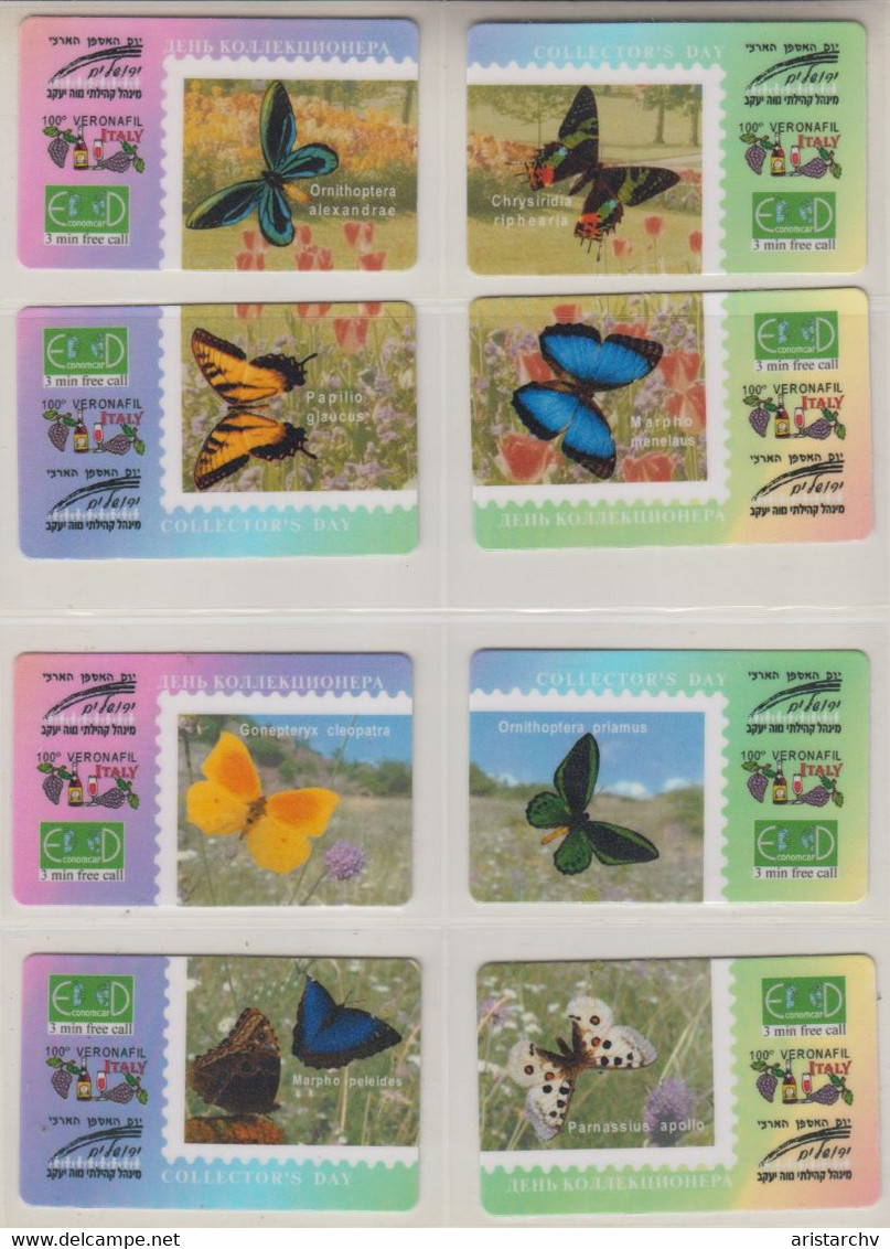 ISRAEL BUTTERFLY 2 PUZZLES SET OF 8 PHONE CARDS - Farfalle