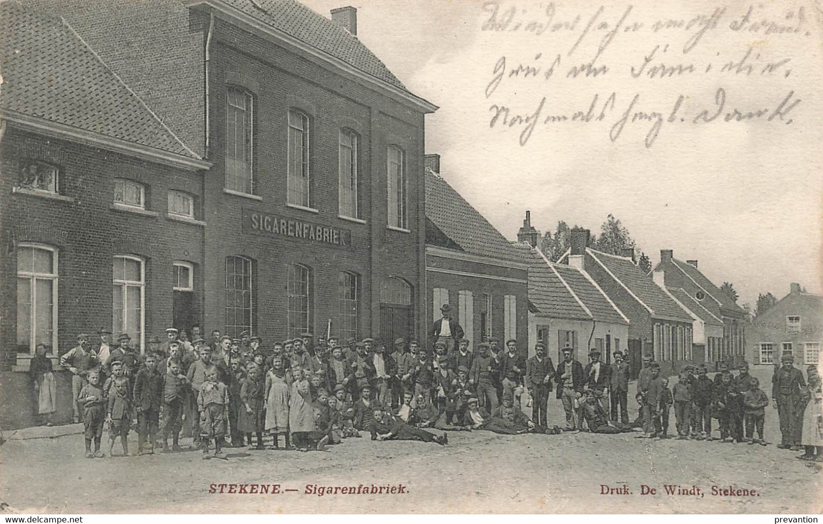 STEKENE - Sigarenfabriek - Carte Très Animée Et Circulé En 1914 - Stekene