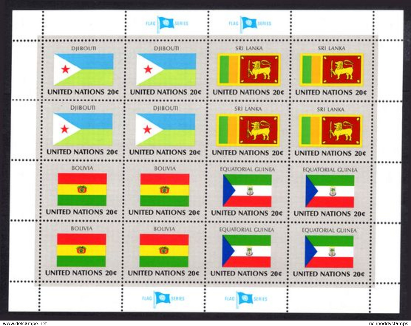 New York 1981 Flag Sheet Djibouti Sri Lanka Bolivia Equatorial Guinea Unmounted Mint. - Neufs