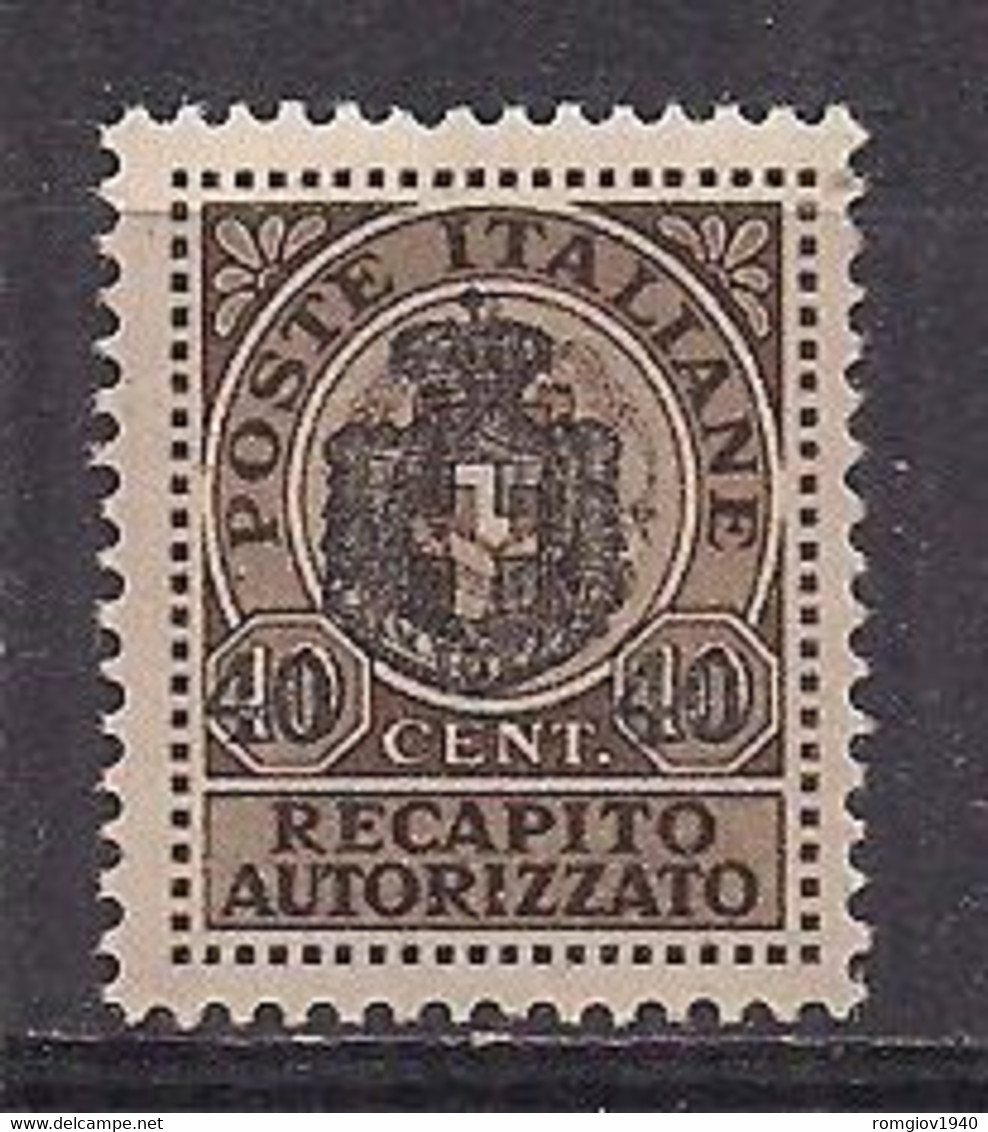 REGNO D'ITALIA LUOGOTENENZA 1945  RECAPITO AUTORIZZATO SENZA FASCI  SASS.5  MNH XF - Servicio Privado Autorizado