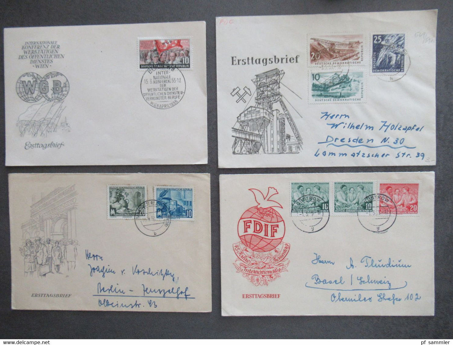 DDR FDC Ab 1953 / 87 Teilweise Echt Gelaufen (1x Nach Israel) Insgesamt 60 Belege Auch Marx Und Fünfjahrplan - Andere & Zonder Classificatie