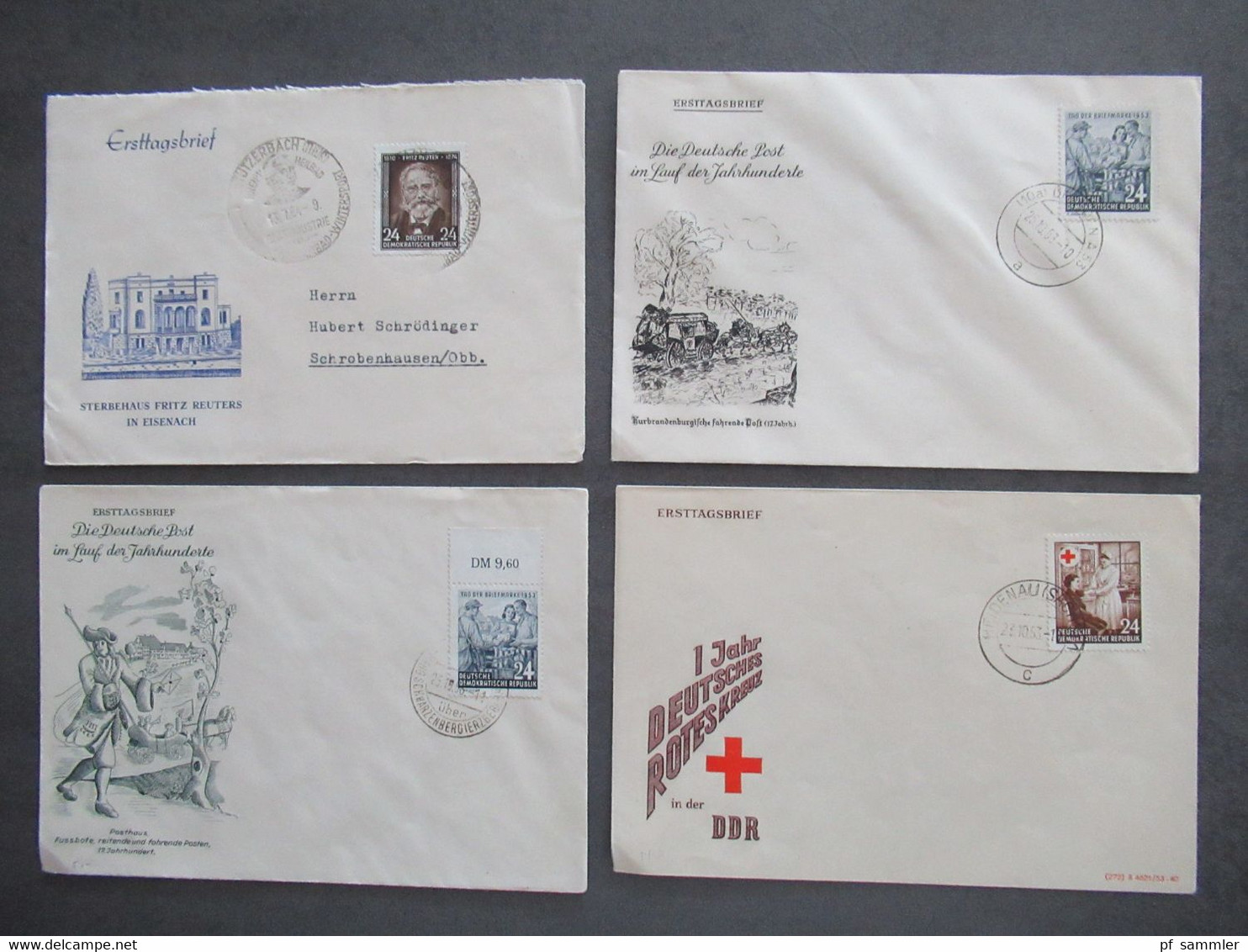 DDR FDC ab 1953 / 87 teilweise echt gelaufen (1x nach Israel) insgesamt 60 Belege auch Marx und Fünfjahrplan