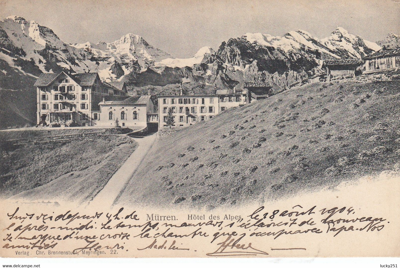 Suisse - Hôtel - Mürren -  Hôtel Des Alpes - Circulée 18/08/1904 - Mürren