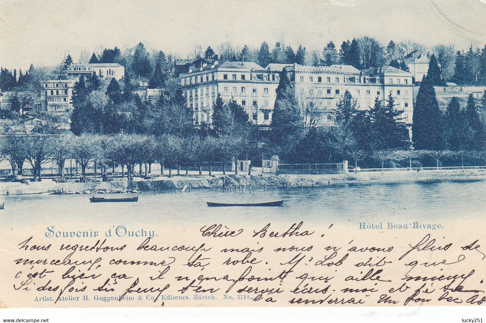 Suisse - Hôtel - Ouchy -  Hôtel Beau Rivage - Circulée 02/11/1899 - Au