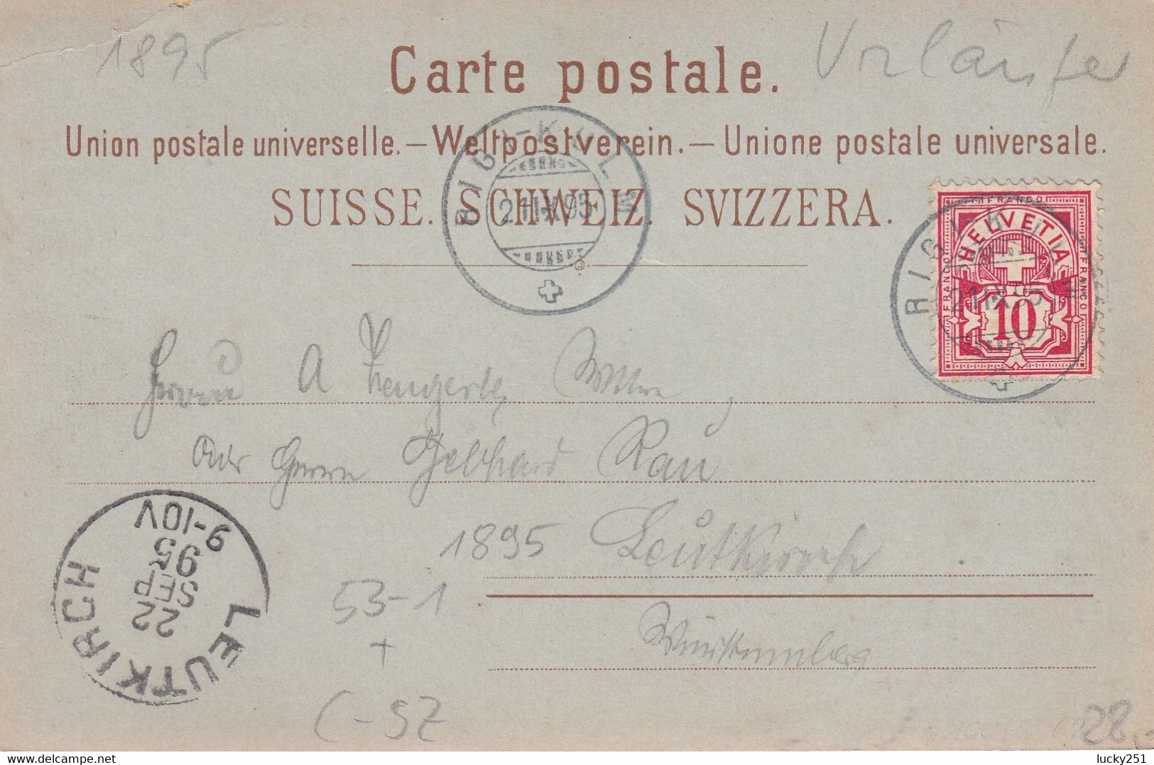 Suisse - Hôtel - Rigi-Kulm  -  Hôtel Kulm & Rigi Staffel - Circulée 21/09/1895 - Litho - Autres & Non Classés