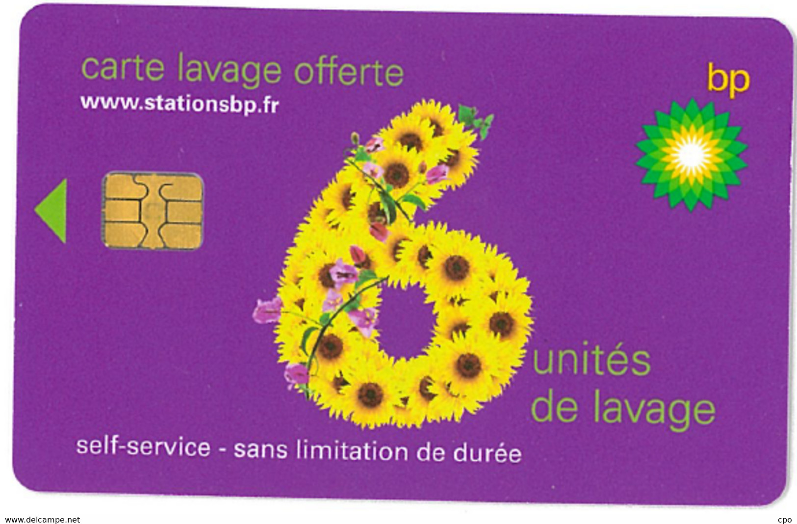 # Carte A Puce Portemonnaie  Lavage BP - Fleur - Violet - 6u - Puce2? - Tres Bon Etat - - Colada De Coche