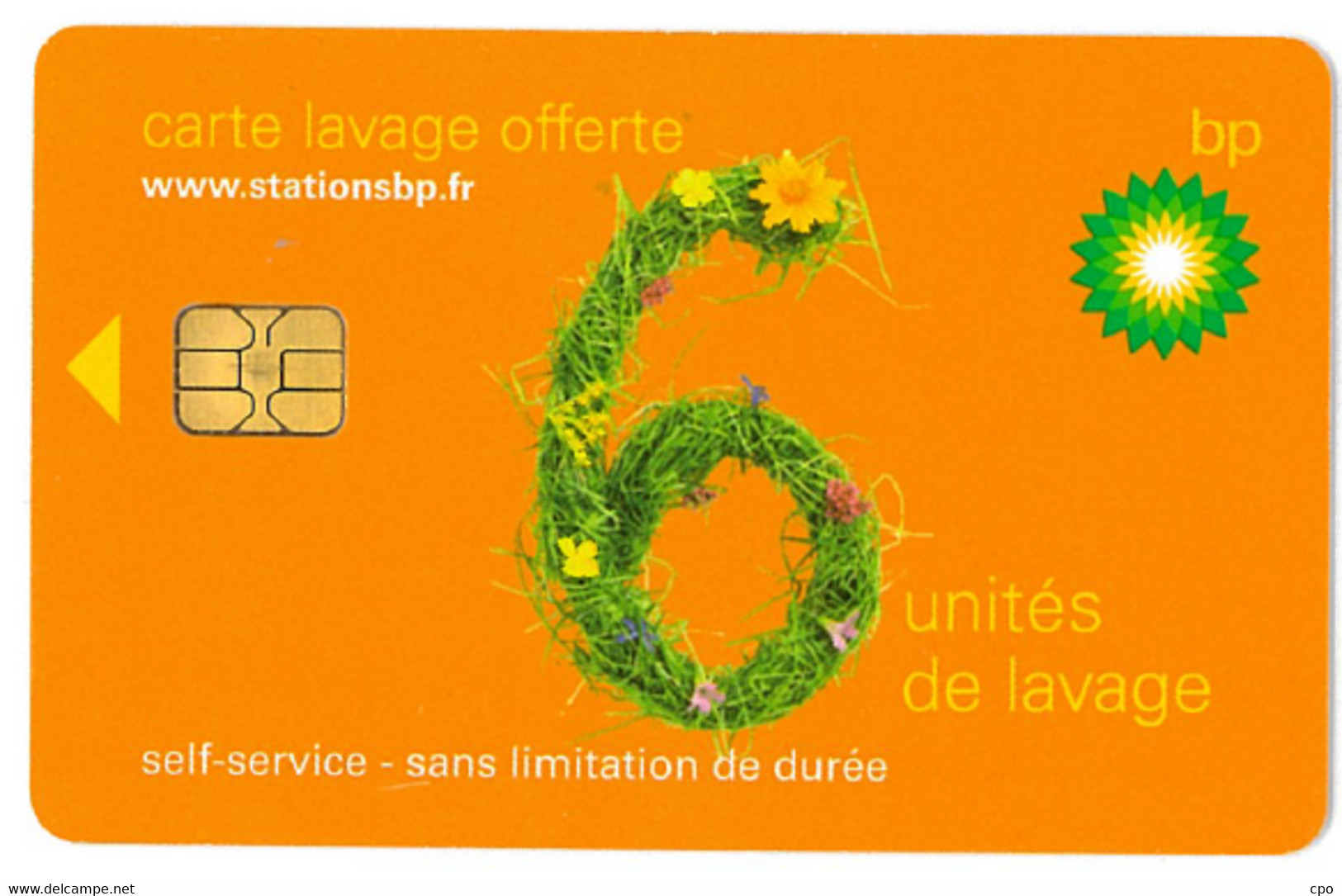 # Carte A Puce Portemonnaie  Lavage BP - Fleur - Orange - 6u - Puce2? - Tres Bon Etat - - Car-wash