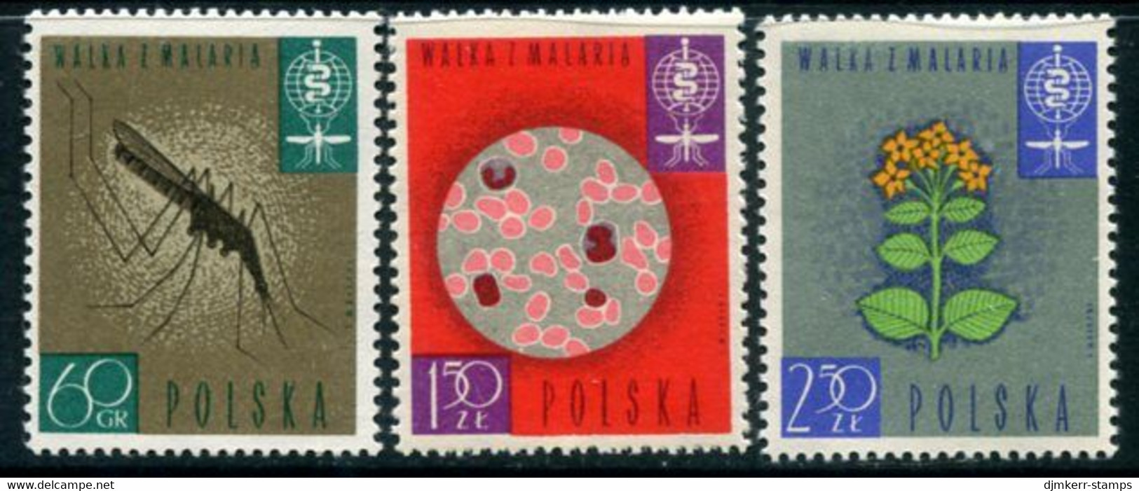 POLAND 1962 Malaria Campaign MNH / **  Michel 1346-48 - Nuovi