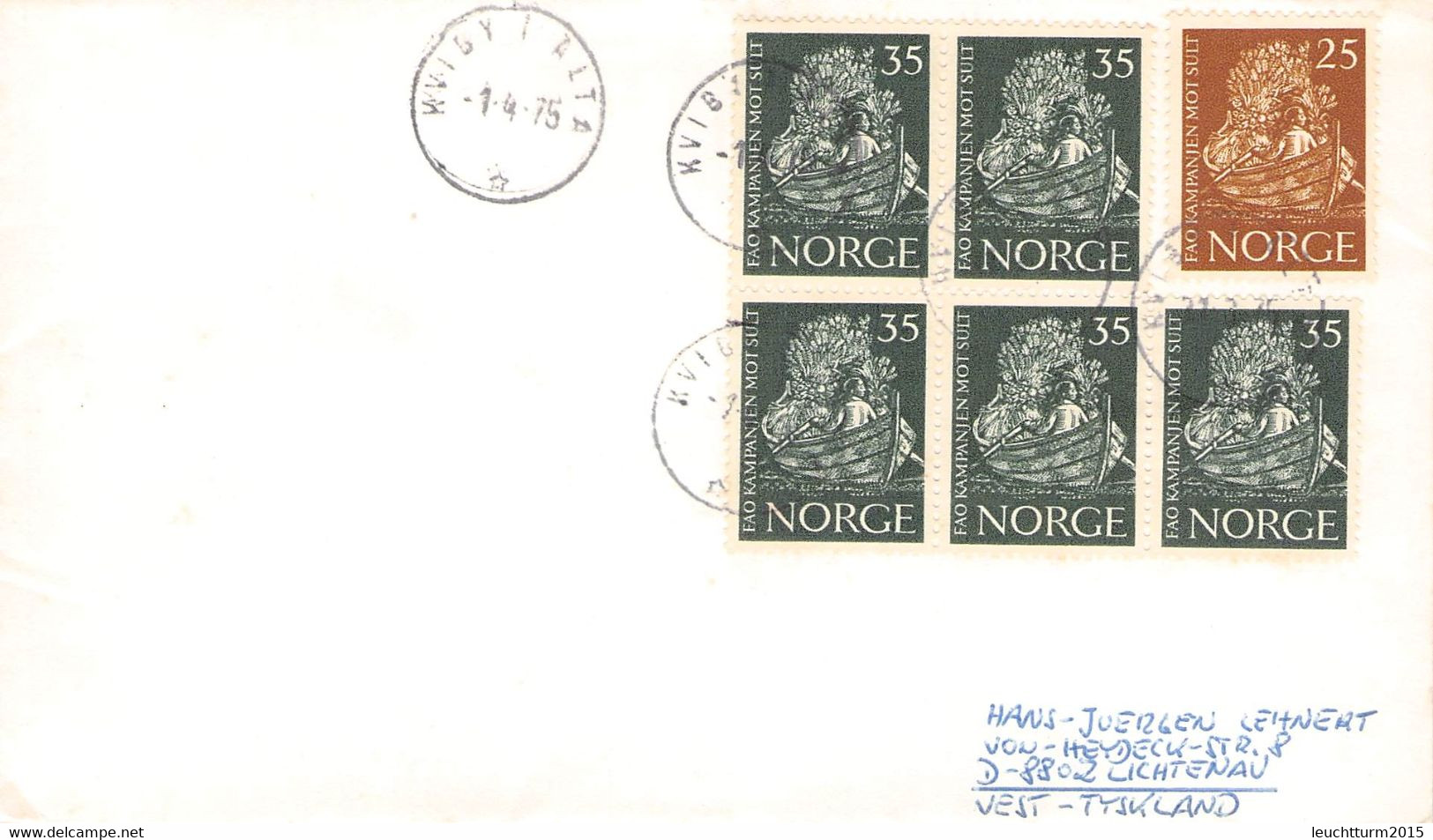 NORWAY - LETTER 1975 KVIGA I ALTER > LICHTENAU/DE / QG74 - Briefe U. Dokumente