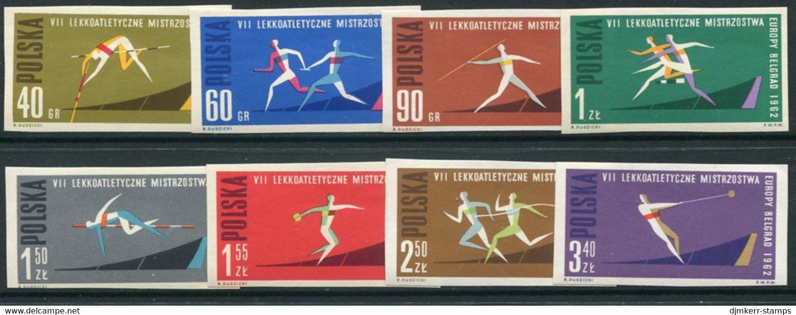 POLAND 1962 European Athletic Imperforate MNH / **  Michel 1338-45B - Neufs