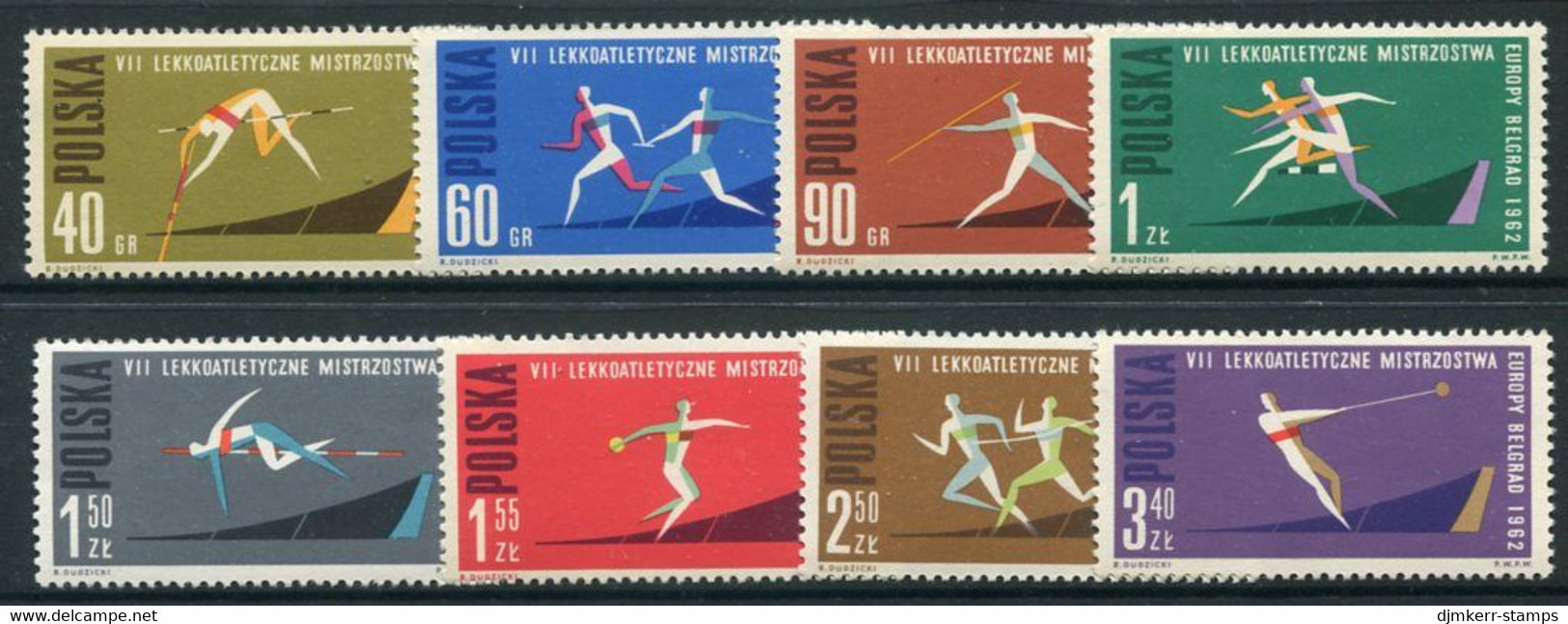 POLAND 1962 European Athletic Perforated MNH / **  Michel 1338-45A - Neufs