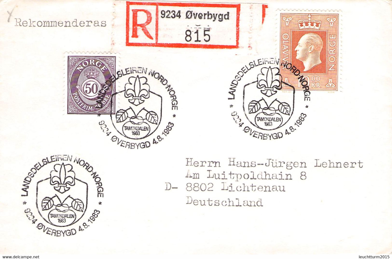 NORWAY - LETTER 1983  Øverbygd > LICHTENAU/DE / QG77 - Briefe U. Dokumente
