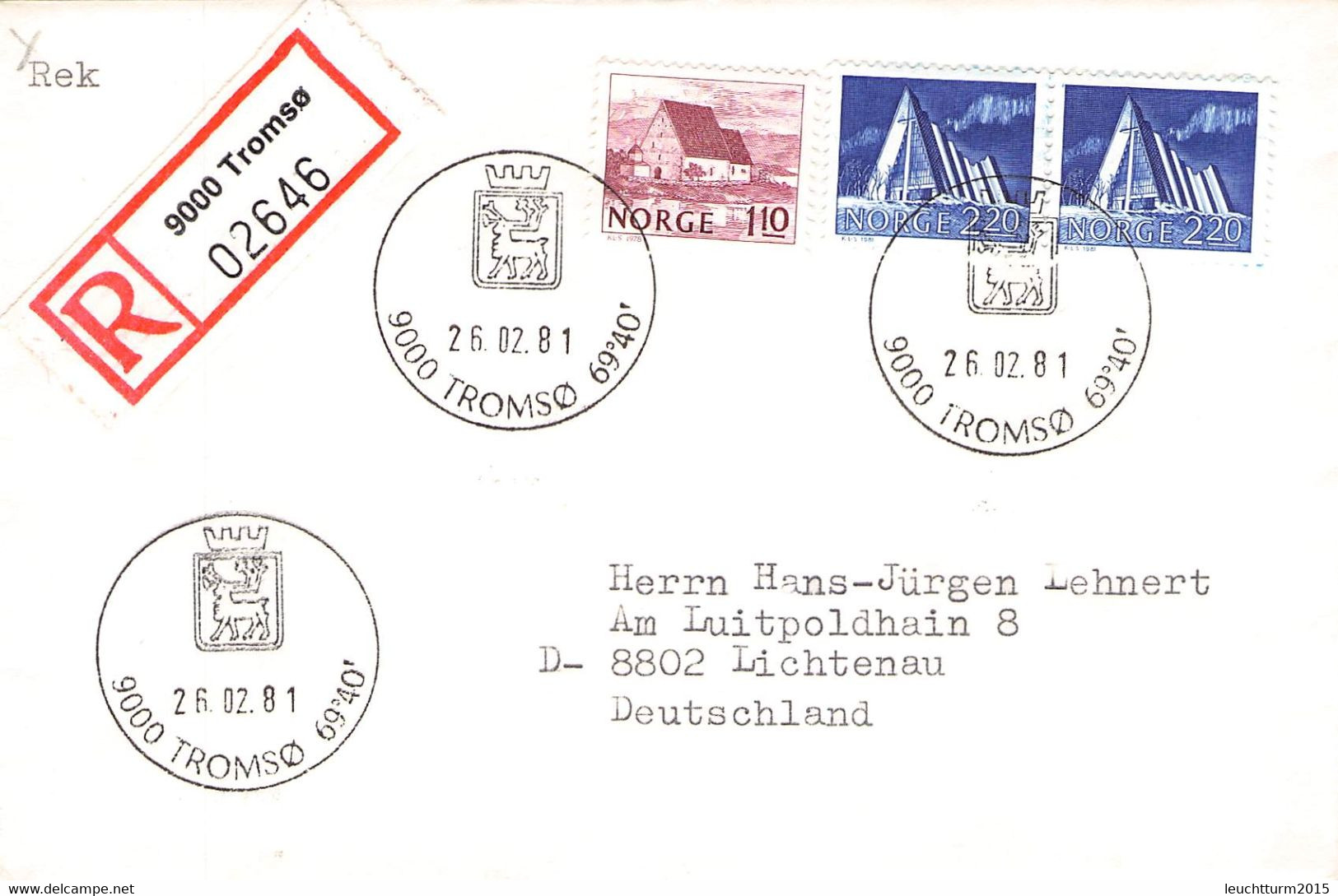 NORWAY - RECO 1981 Tromsø > LICHTENAU/DE / QG81 - Storia Postale