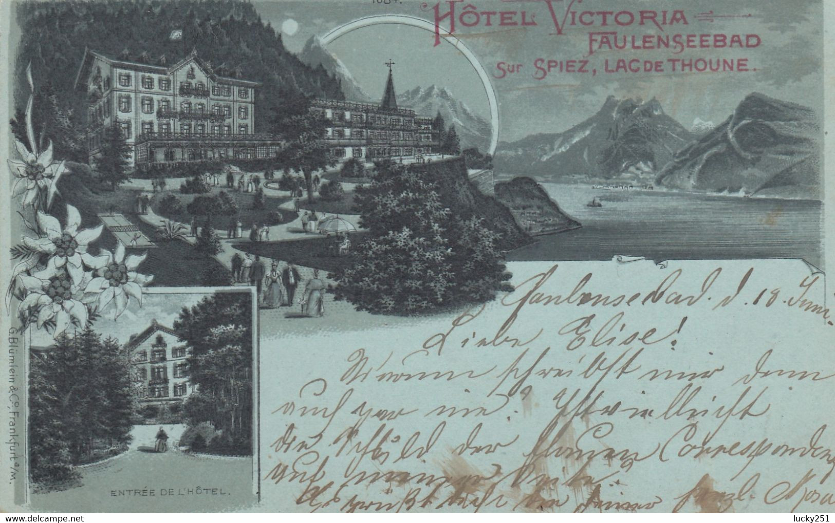 Suisse - Hôtel - Spiez - Hôtel Victoria - Circulée 21/06/1901 - Litho - Spiez