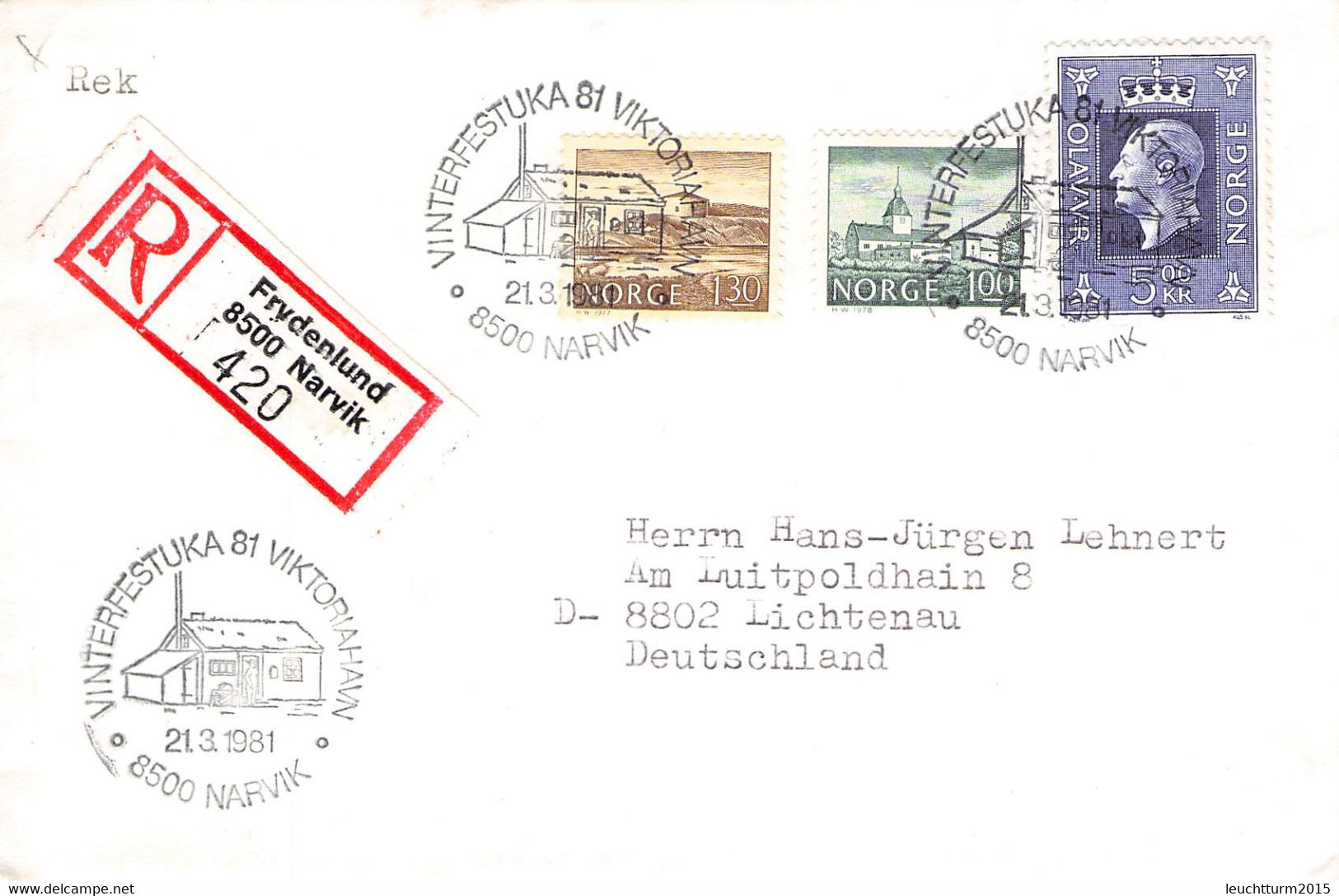 NORWAY - LETTER 1981 FRYDENLUND/NARWIK > LICHTENAU/DE / QG88 - Covers & Documents