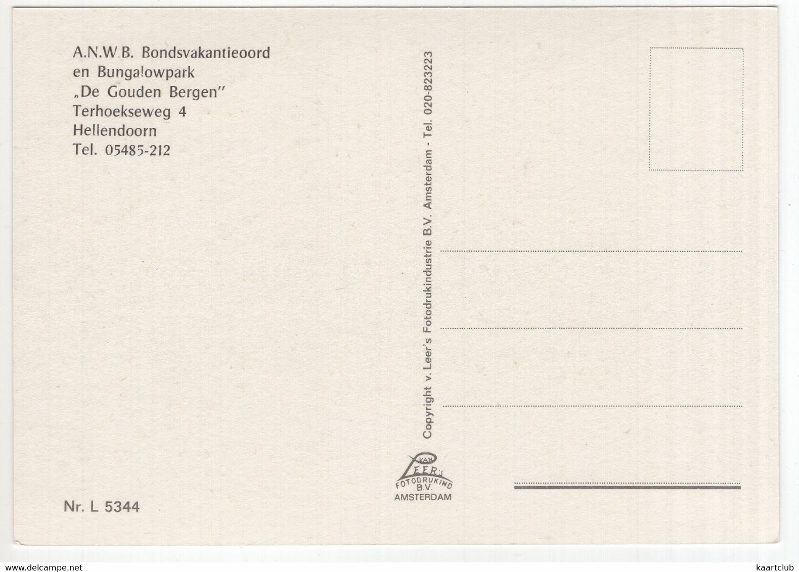 Hellendoorn - 'Jagerspech' - Uitg.: A.N.W.B. Bondsvakantieoord 'De Gouden Bergen', Terhoekseweg 4 - (Ov.,Nederland) - Hellendoorn