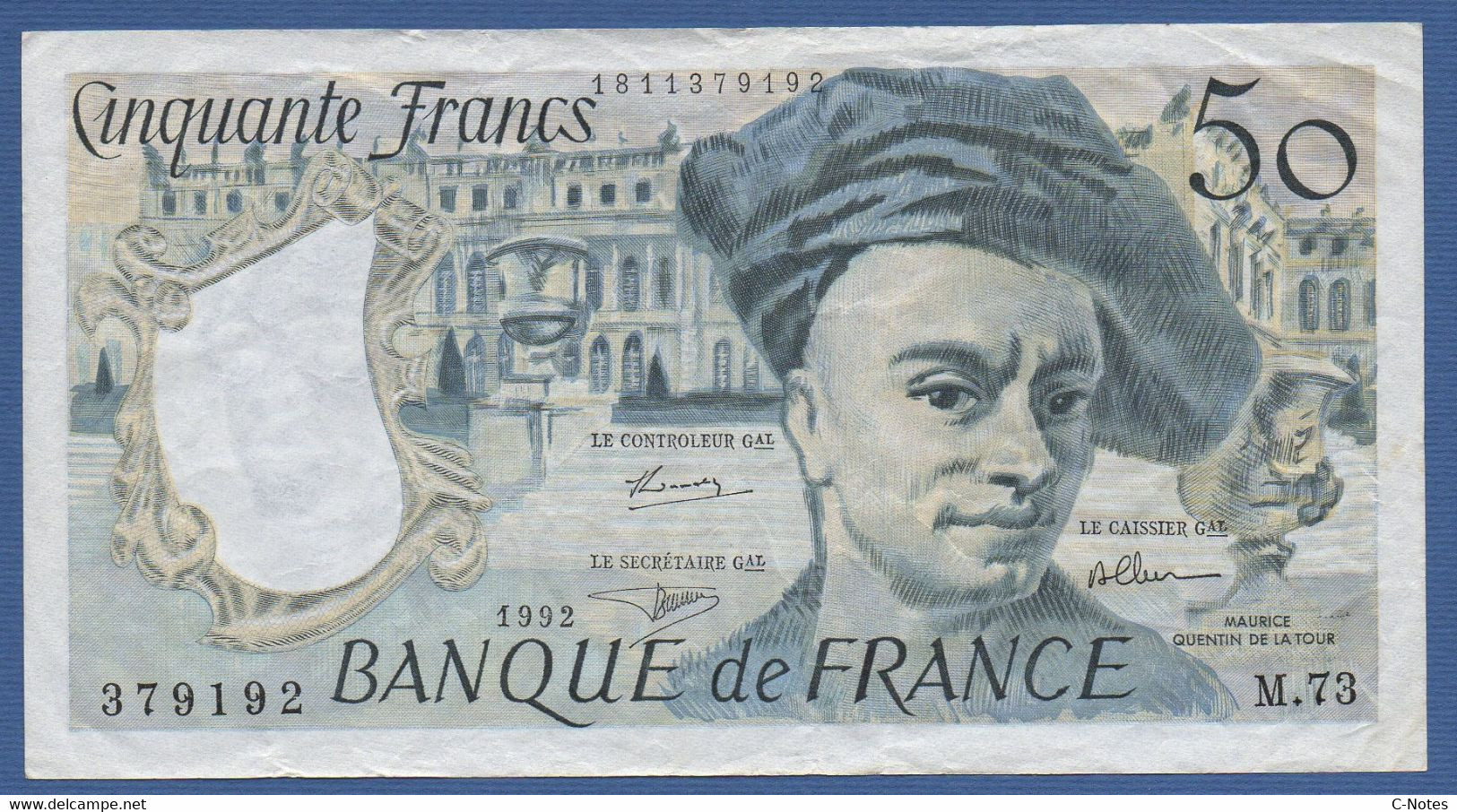 FRANCE - P.152f – 50 Francs  ''Quentin De La Tour'' 1992 Circulated Serie M.73 379192 - 50 F 1976-1992 ''Quentin De La Tour''