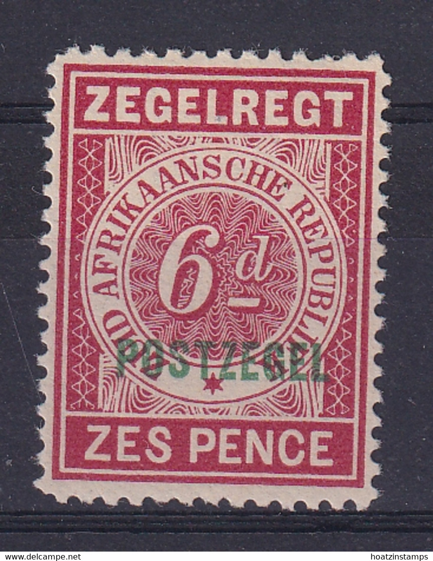 Transvaal: 1895   Fiscal Stamp 'Postzegel' OVPT    SG215   6d     MH - Transvaal (1870-1909)