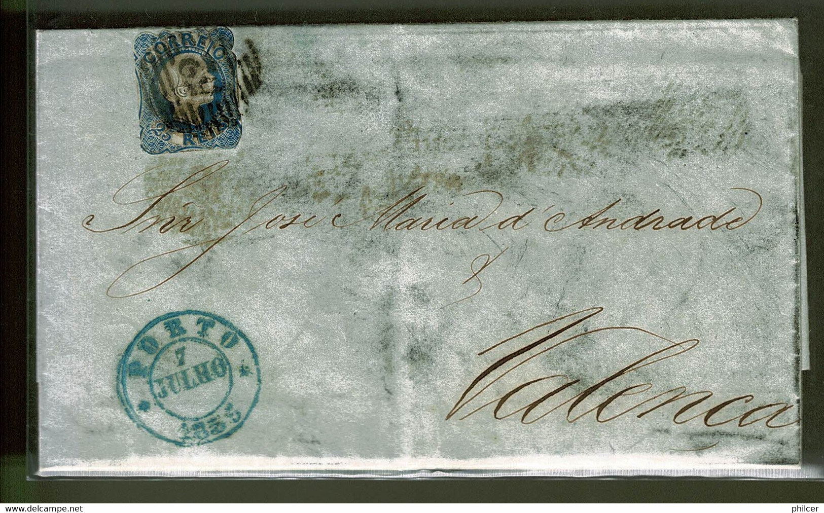 Portugal, 1855, # 7, Porto-Valença - Lettres & Documents