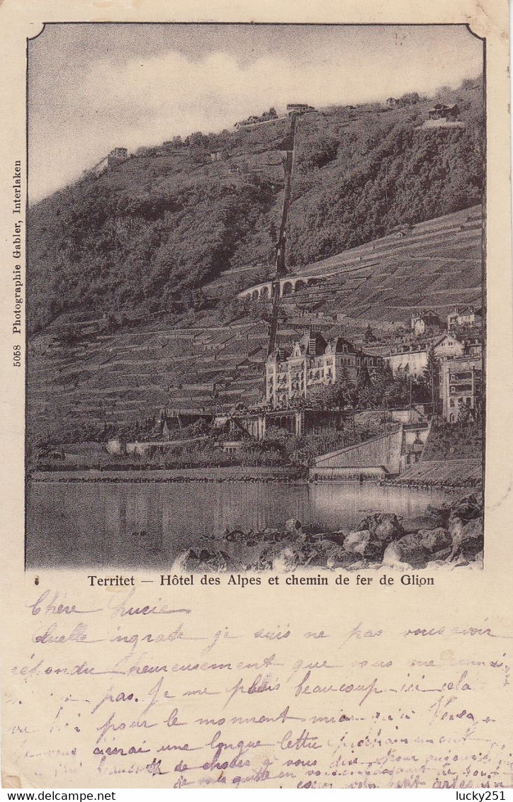 Suisse - Hôtel - Territet. - Hôtel Des Alpes - Circulée 23/11/1900 - Other & Unclassified