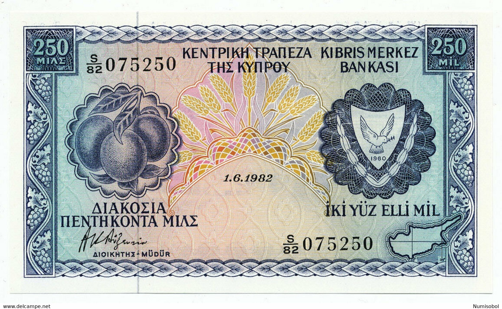 CYPRUS - 240 Mils 1. 6. 1982. P41c, UNC. (CY002) - Chipre