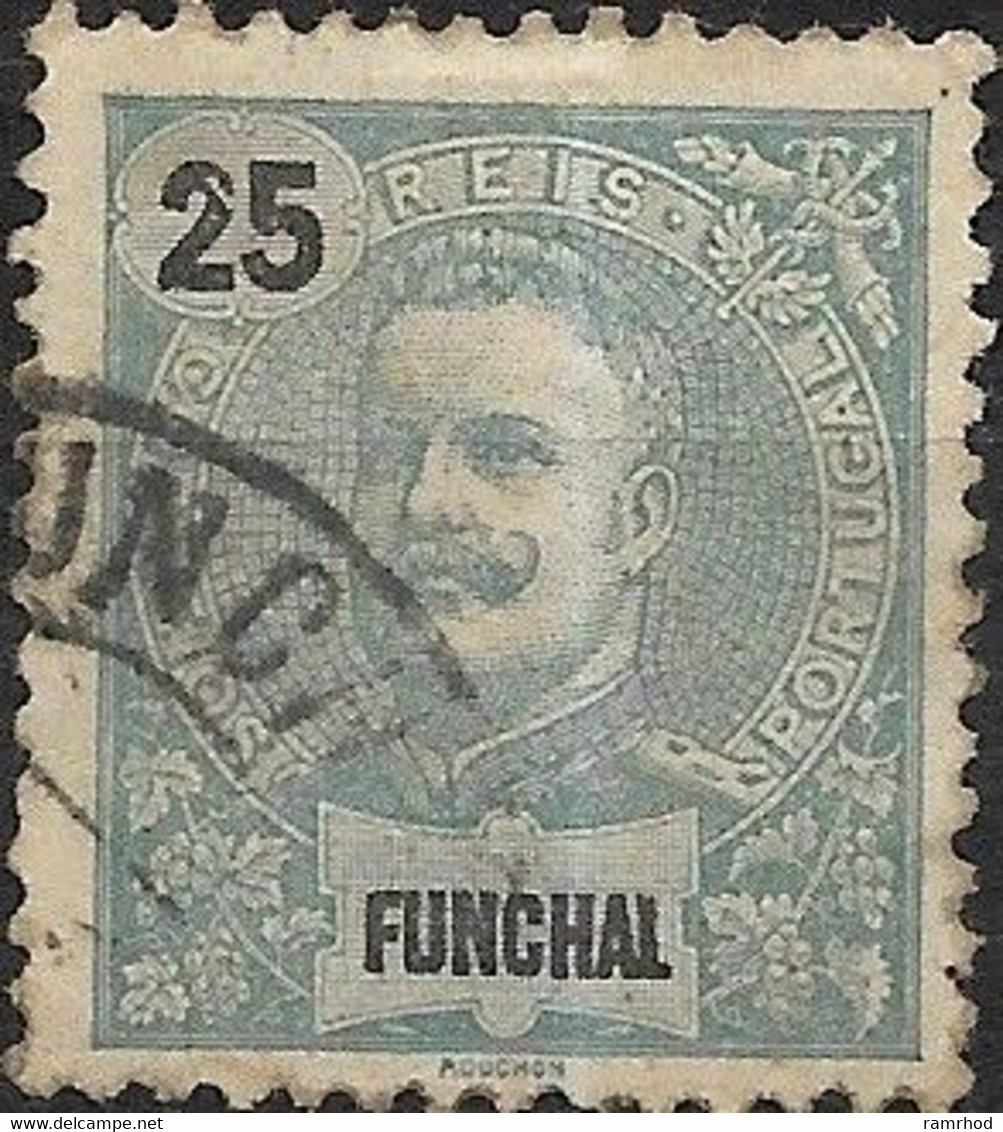 FUNCHAL 1897 King Carlos - 25r - Green FU - Funchal