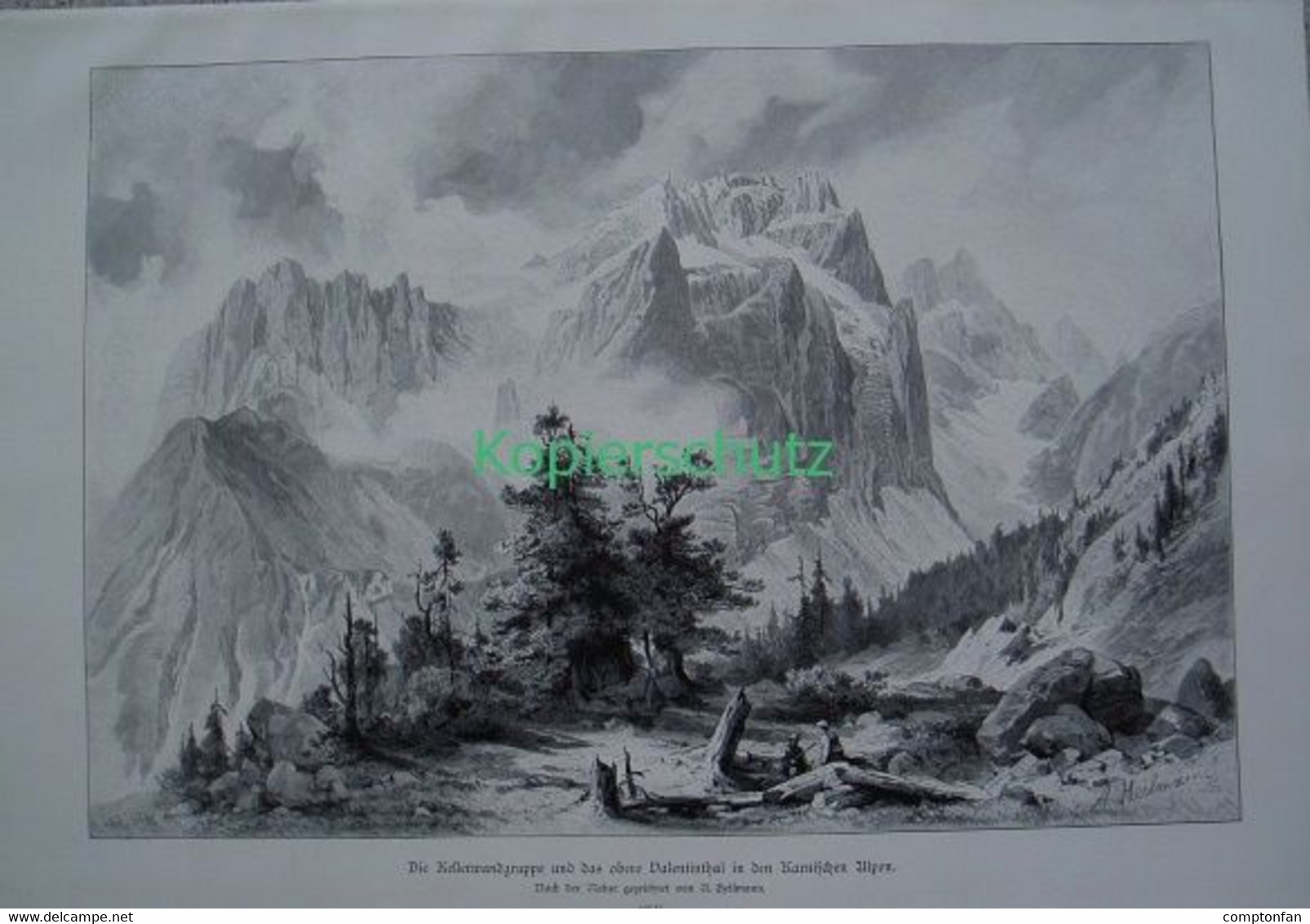 D101 152 Heilmann Kellerwand Karnische Alpen Riesenbild 40x27 Cm Druck 1899!! - Autres & Non Classés