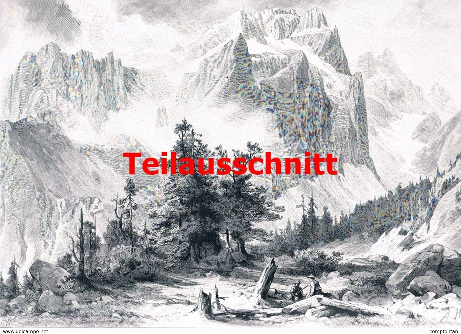 D101 152 Heilmann Kellerwand Karnische Alpen Riesenbild 40x27 Cm Druck 1899!! - Autres & Non Classés