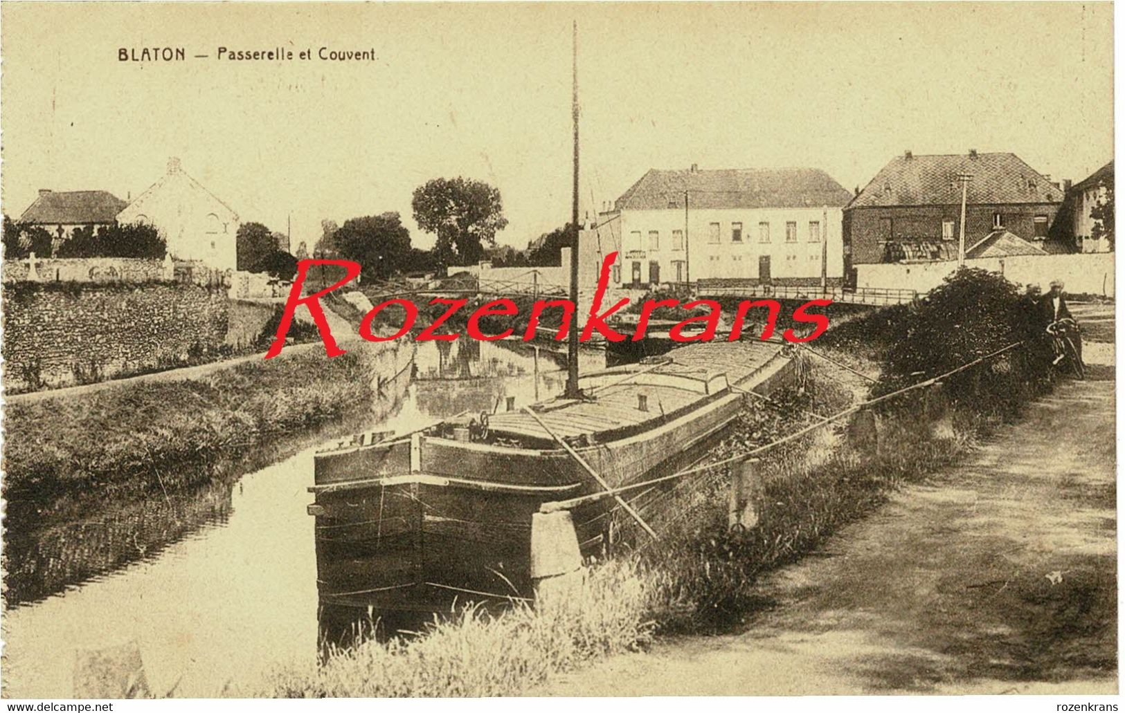 Blaton Canal Passerelle Et Couvent Peniche Binnenschip Barge Bernissart Hainaut Henegouwen CPA (En Très Bon état) - Bernissart