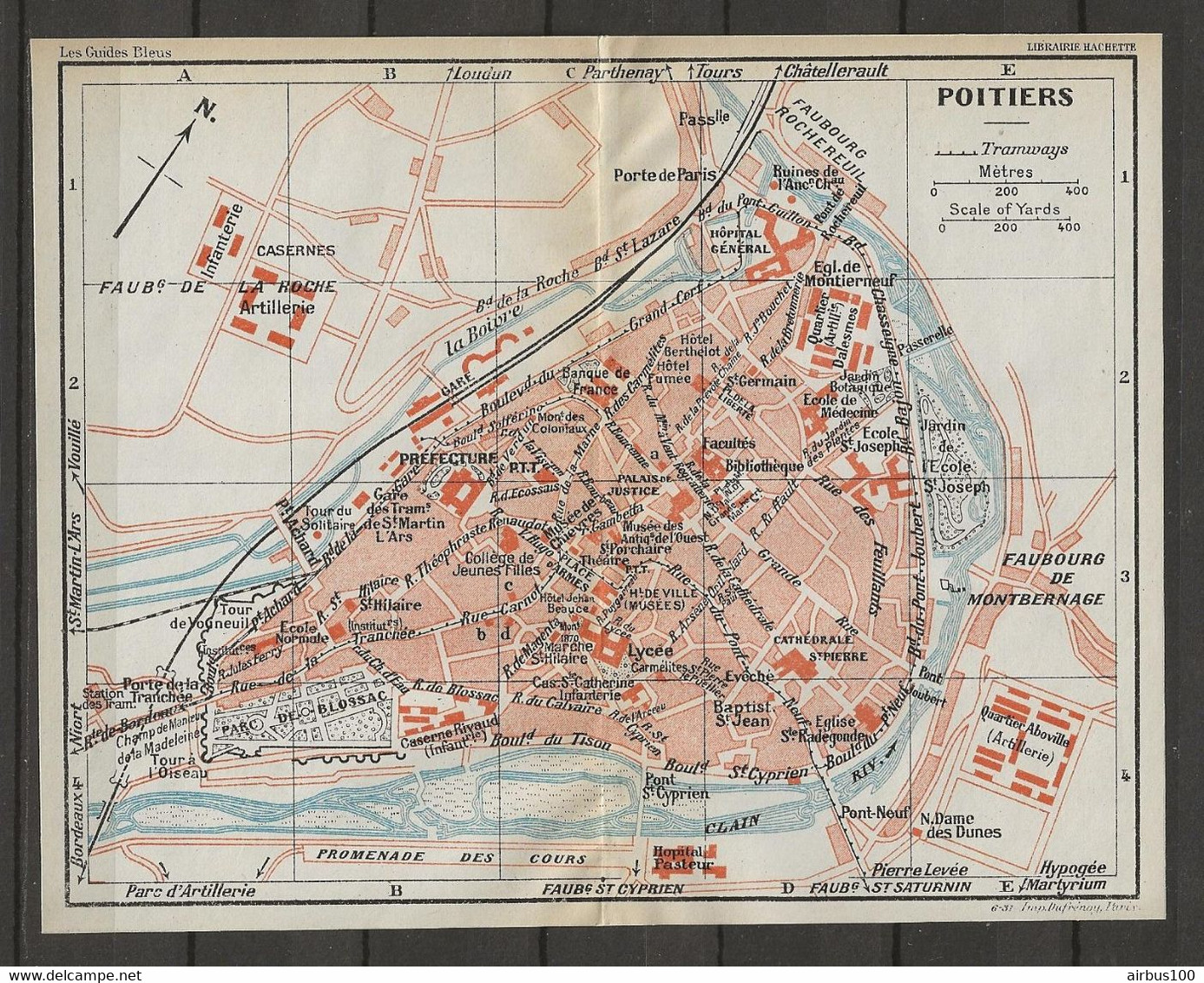 CARTE PLAN 1931 - POITIERS - PARC DE BLOSSAC - ARTILLERIE - ÉCOLE DE MÉDECINE - GARE DES TRAM - Cartes Topographiques