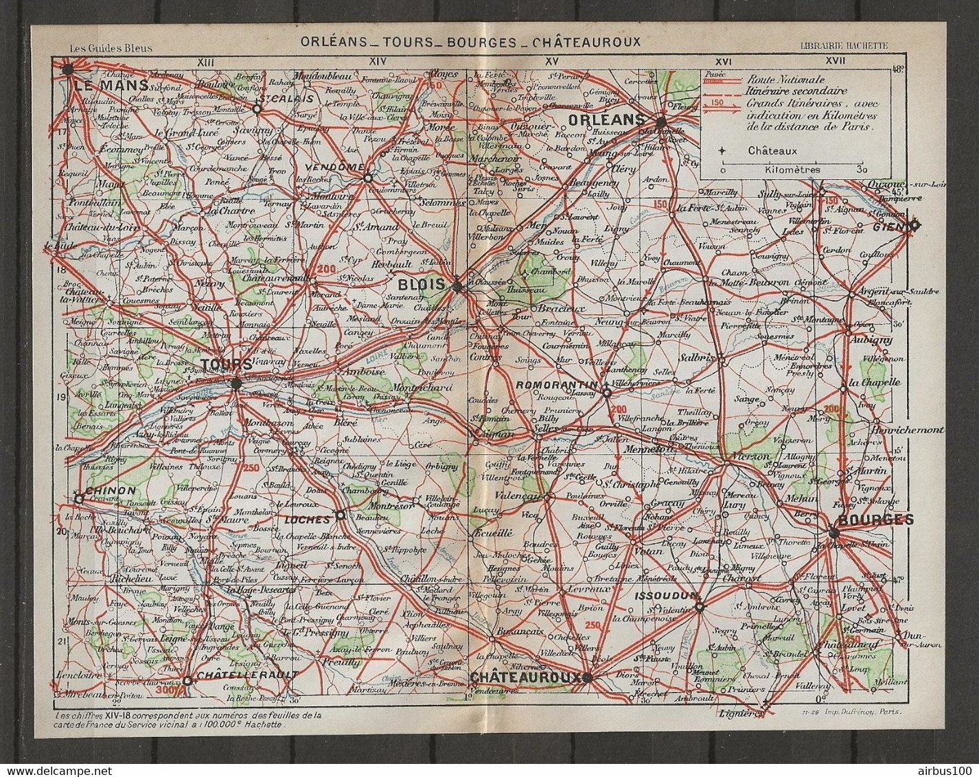 CARTE PLAN 1929 - ORLÉANS - TOURS - BOURGES - CHATEAUROUX - BLOIS - GIEN - ISSOUDUN - CHINON - LE MANS - Cartes Topographiques